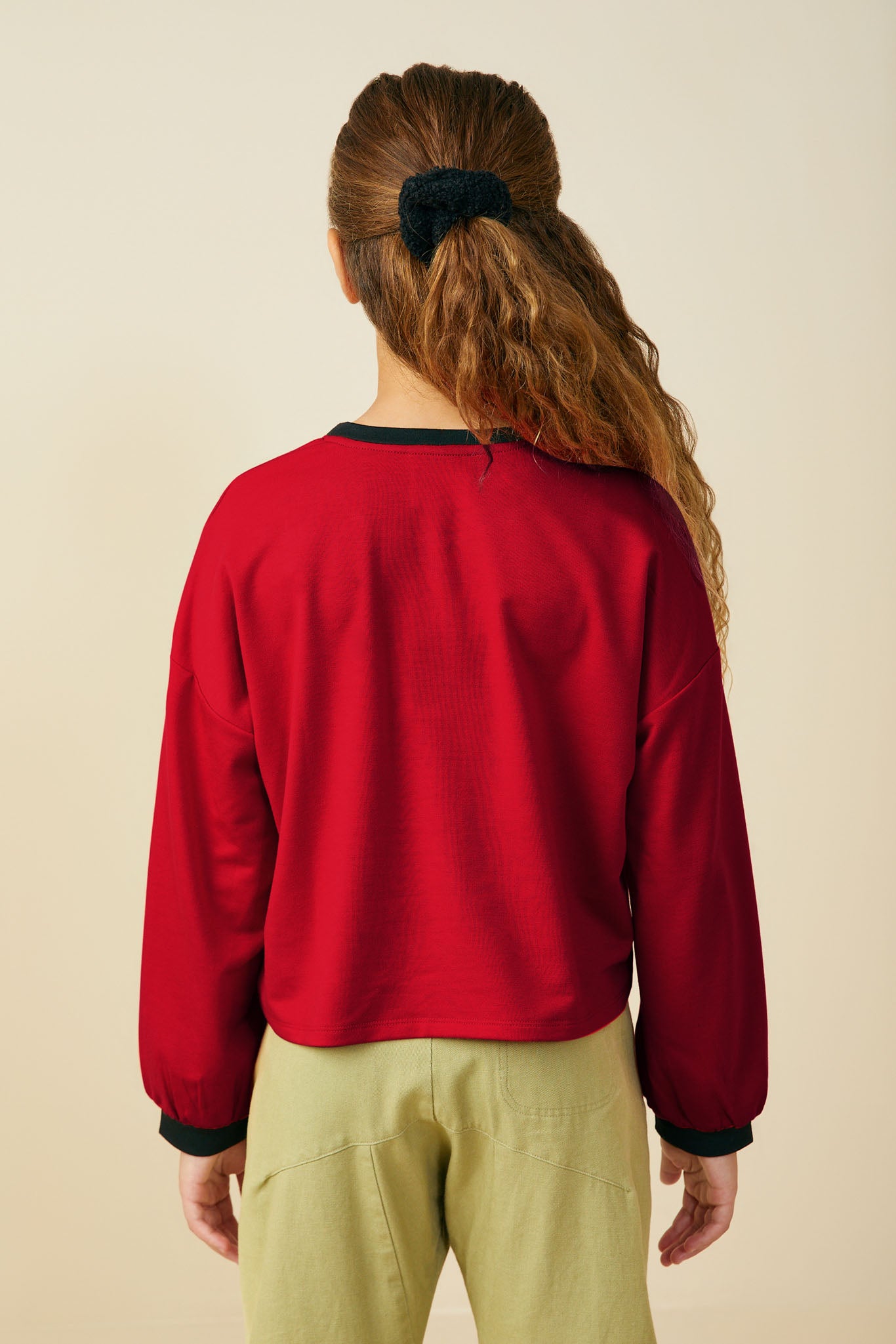 GS0059 Red Smurfs Athletic Club Graphic French Terry Long Sleeve T Shirt Back