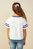 GS0061 Purple Smurfs Cheerleader Graphic French Terry Ringer T Shirt Back