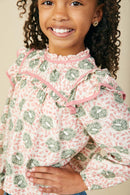 GS0063 Pink Girls Smithsonian Shin Bijutsukai Ruffle Detail Top Detail