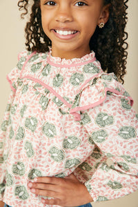 GS0063 Pink Girls Smithsonian Shin Bijutsukai Ruffle Detail Top Detail