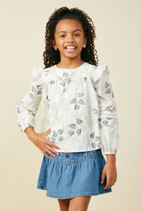 GS0076 Grey Girls Smithsonian Shin Bijutsukai Pleat Detail Top Front