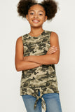 GY1067-CAMO Camo Tie Front Tank Front
