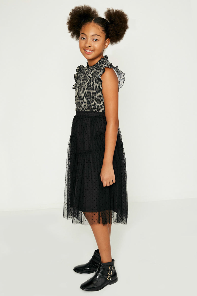 Leopard Ruffle High Neck Tank