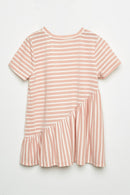 GY1117 Mauve Girls Ruffle Striped Tunic Top Flat Back