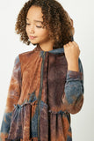 GY1152 Rust Mix Girls Long Sleeve Baby Doll Zip Up Hoodie Close Up