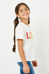 GY1158 Off White Girls Love Flocked T Shirt Side
