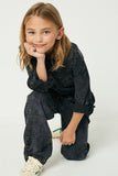 GY1163 Charcoal Girls Mineral Washed Jumper Pose