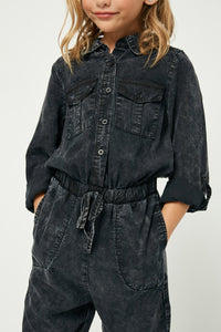 GY1163 Charcoal Girls Mineral Washed Jumper Detail