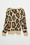 GY1165 Leopard Girls Distressed Knit Leopard Sweater- Flat Back