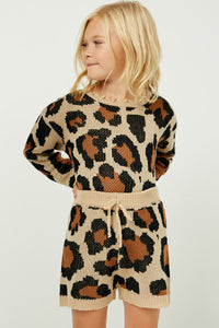 GY1166 Leopard Girls Knit Leopard Shorts Front
