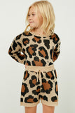 GY1166 Leopard Girls Knit Leopard Shorts Front