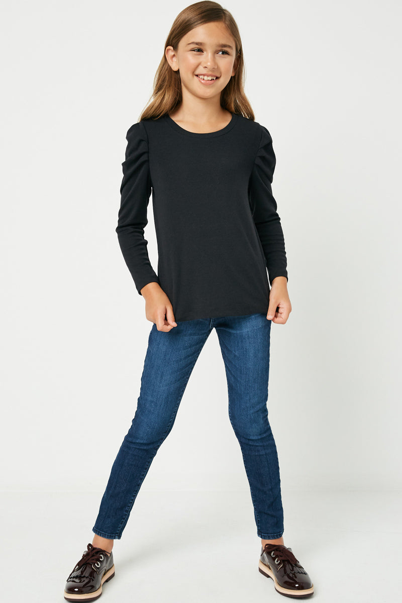 Pleated Puff Shoulder Long Sleeve for Girls – Hayden Girls