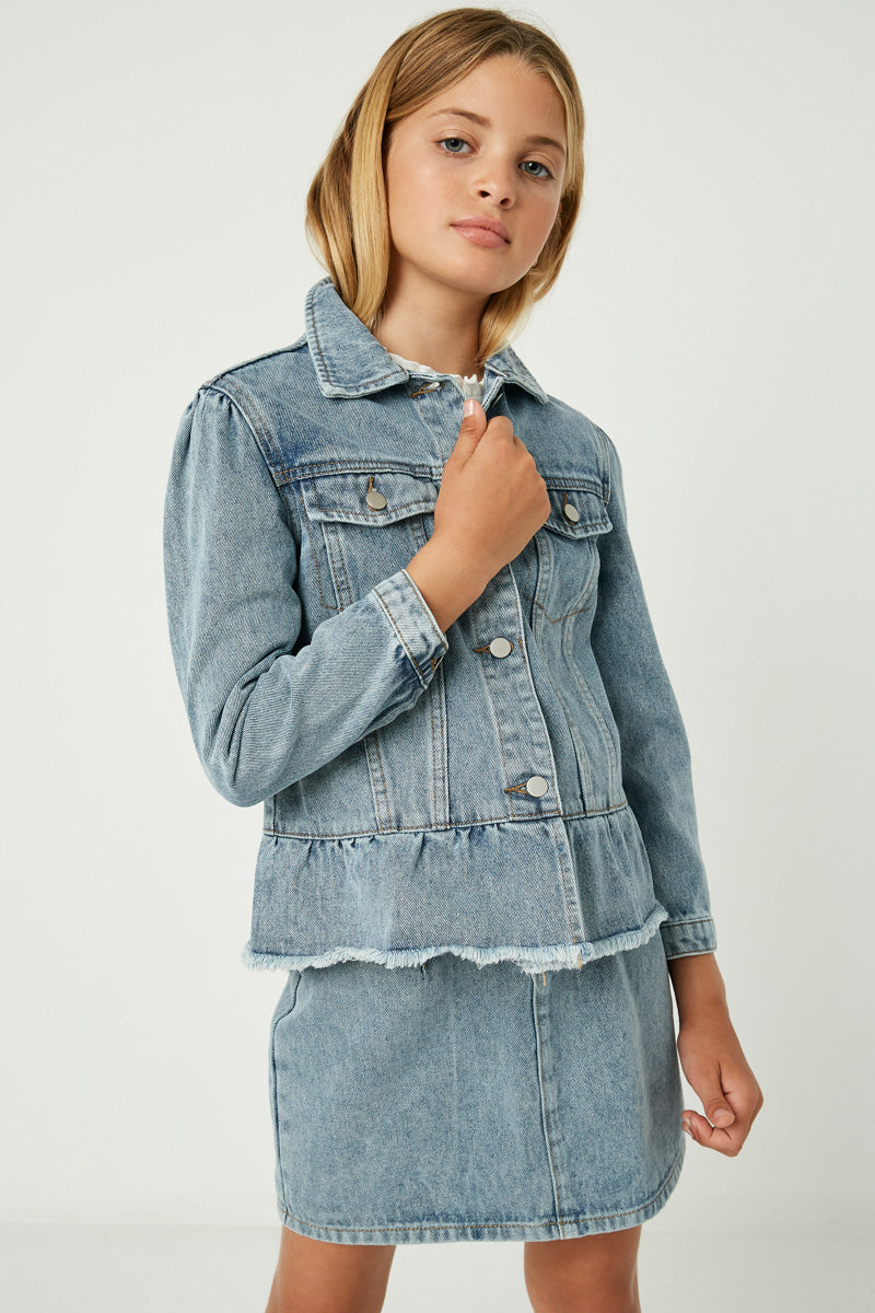 Peplum Ruffle Denim Jacket