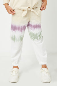 GY1329 Taupe Girls Garment Dyed Multicolor Joggers Front