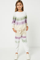 GY1329 Taupe Girls Garment Dyed Multicolor Joggers Full Body