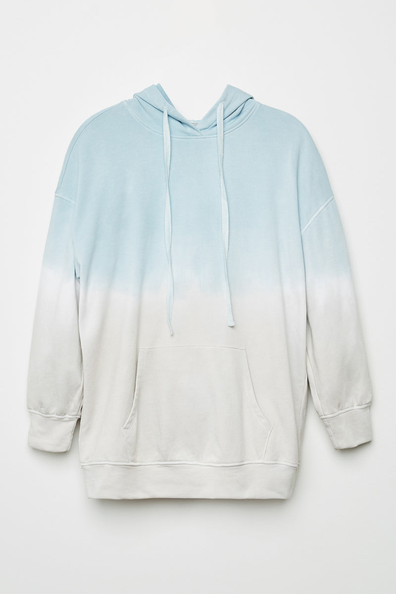 GY1332 Sky Mix Girls Garment Dyed Oversized Hoodie Front Flat