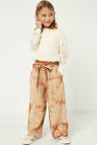 GY2009 Taupe Girls Garment Tie-Dye Paper Bag Trousers Full Body