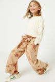 GY2009 Taupe Girls Garment Tie-Dye Paper Bag Trousers Pose