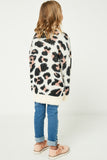 GY2048 Ivory Girls Fuzzy Leopard Sweater Cardigan Back