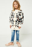 GY2048 Ivory Girls Fuzzy Leopard Sweater Cardigan Full Body