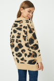 GY2048 Tan Girls Fuzzy Leopard Sweater Cardigan Back
