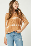 GY2203 BROWN Girls Tie Dye High Low Long Sleeve Dolman Front