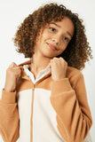 GY2238 Mustard Mix Girls Color Block Brushed Knit Hoodie Detail