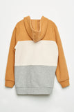 GY2238 Mustard Mix Girls Color Block Brushed Knit Hoodie Flat Back