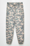 Girls Washed Camo Print Side Pocket Joggers Front Flat