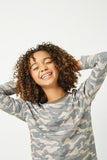 GY2251 CAMO Girls Washed Camo Printed Long Sleeve Top Detail
