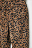 GY2308 Brown Girls Animal Print Elastic Waist Corduroy Pants Front Detail