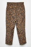 GY2308 Brown Girls Animal Print Elastic Waist Corduroy Pants Back Flat