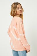 GY2322 CORAL Girls Brushed Tie Dye Sweatshirt Back
