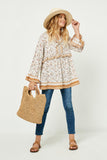 Ruffled Paisley Print Tunic