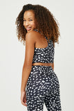 GY2361 Black Girls Abstract Dotted Sports Bra Back