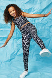 GY2362 Black Girls Abstract Dotted Active Leggings Pose