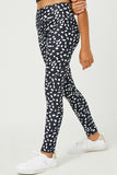 GY2362 Black Girls Abstract Dotted Active Leggings Side