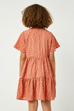 GY2408 Mauve Girls Polka Dot Button Detail Mini Dress Back