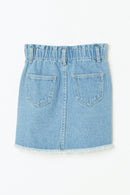 GY2421 Light Denim Girls Elastic High Waist Denim Skirt Flat Back