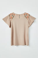GY2429 Girls Embroidered Flutter Sleeve Top Back