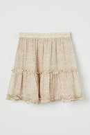 GY2444 BEIGE Girls Elastic Waist Ditsy Heart Ruffle Skirt Back Flat