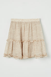 GY2444 BEIGE Girls Elastic Waist Ditsy Heart Ruffle Skirt Back Flat
