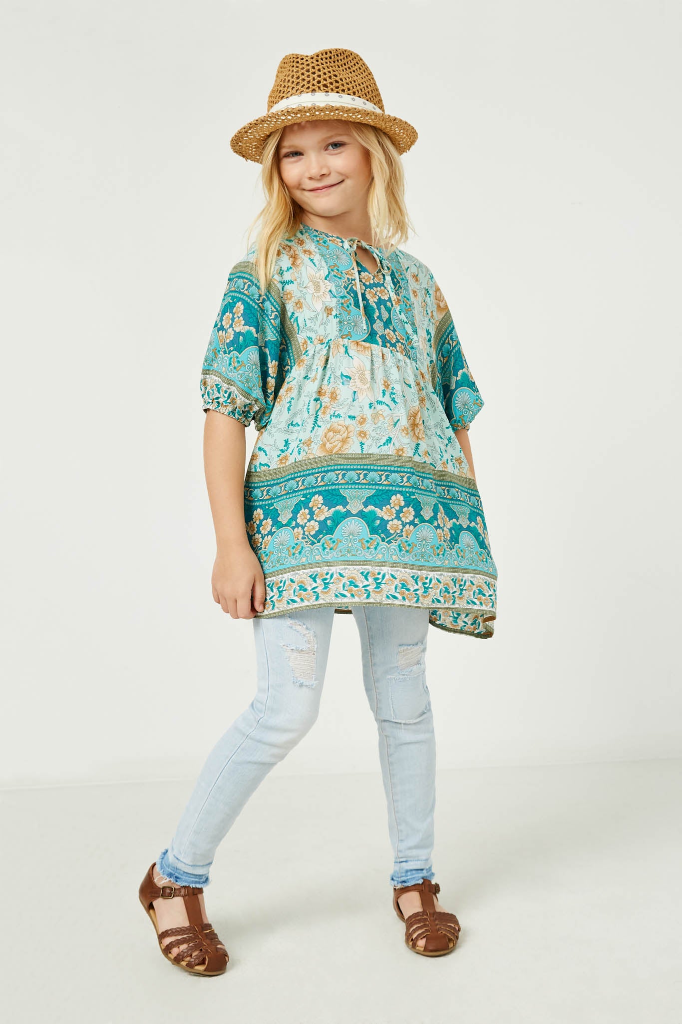 Border Print Tunic Top