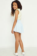 GY2477 Blue Girls Smocked Waist Soft Skort Back
