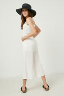 GY2488 Ivory Girls Sleeveless Smocked Button Detail Textured Jumpsuit Alternate Back