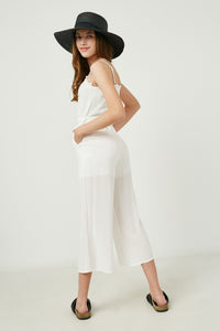 GY2488 Ivory Girls Sleeveless Smocked Button Detail Textured Jumpsuit Alternate Back