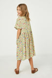 GY2498 Sage Girls Pocketed Button Front V Neck Tunic Dress Side