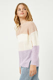 GY2529 Lavender Mix Girls Colorblock Loose Knit Summer Sweater Side