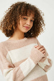 GY2530 Mauve Girls Striped Loose Knit Summer Sweater Detail