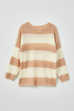 GY2530 Mauve Girls Striped Loose Knit Summer Sweater Flat Front